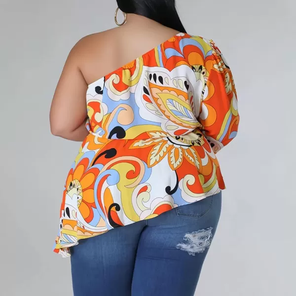 IyMoo Womens Plus Size Tops Hide Belly Tunic Summer One Shoulder Tshirt Casual Dressy Blouses for LeggingsYellow White