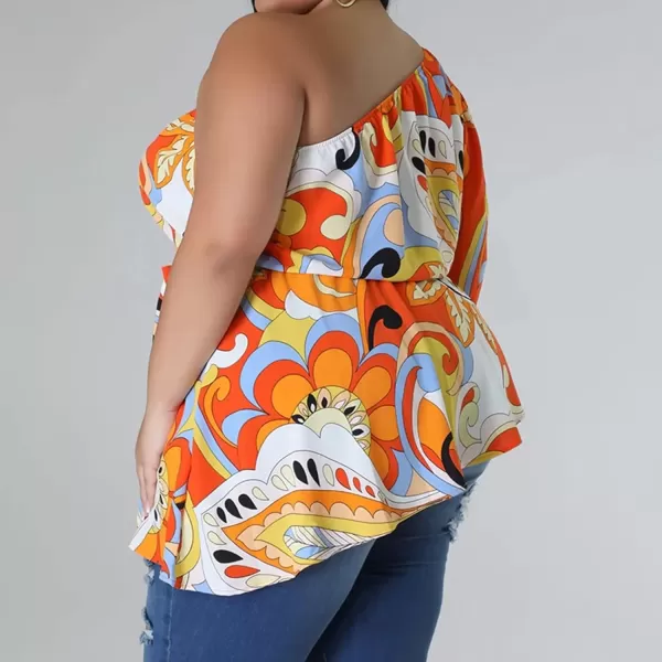 IyMoo Womens Plus Size Tops Hide Belly Tunic Summer One Shoulder Tshirt Casual Dressy Blouses for LeggingsYellow White