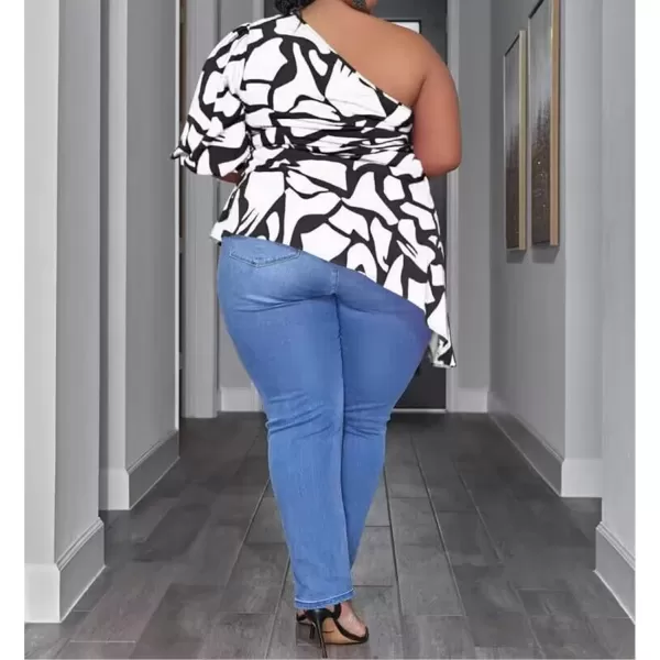 IyMoo Womens Plus Size Tops Tunic Summer Cutout One Shoulder Ruched T Shirts Tshirt Casual Dressy Blouses for LeggingsWhite