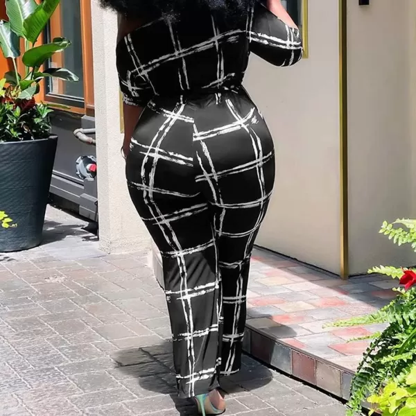 IyMoo Womens Plus Size Wide Leg Slanted One Shoulder Belted Straight Jumpsuits Playsuits051 Black