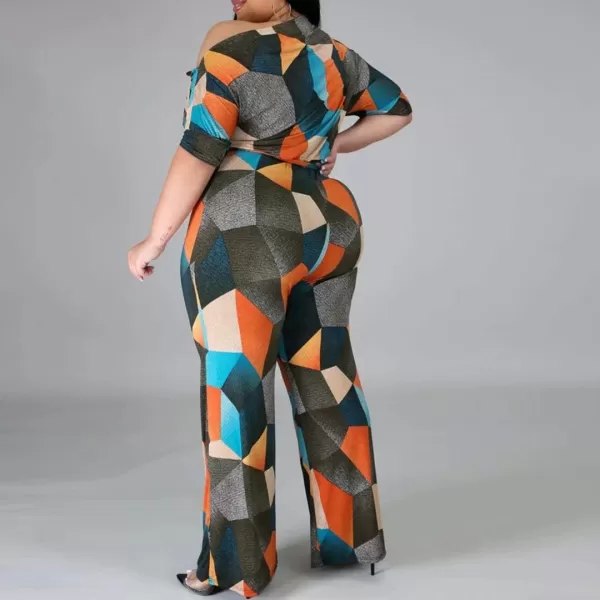 IyMoo Womens Plus Size Wide Leg Slanted One Shoulder Belted Straight Jumpsuits Playsuits859 Orange