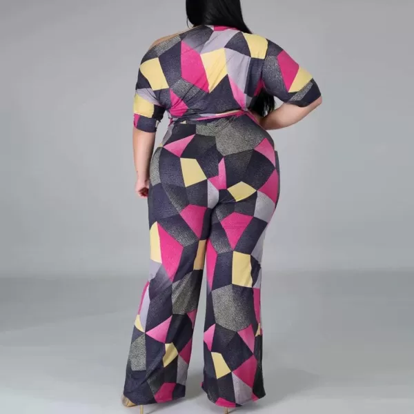 IyMoo Womens Plus Size Wide Leg Slanted One Shoulder Belted Straight Jumpsuits Playsuits859 Pink