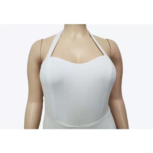 IyMoo Womens Sexy Plus Size Chiffon Patchwork Wide Leg Sleeveless Elegant Cocktail V Neck Jumpsuit223 White
