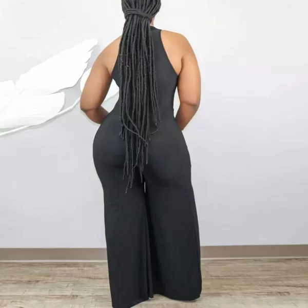 IyMoo Womens Sexy Plus Size Chiffon Patchwork Wide Leg Sleeveless Elegant Cocktail V Neck JumpsuitOrange