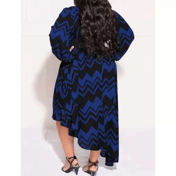 IyMoo Womens Sexy Plus Size One Shoulder Long Sleeve Ruched Elegant High Low Maxi Dress Party GownsWave Blue