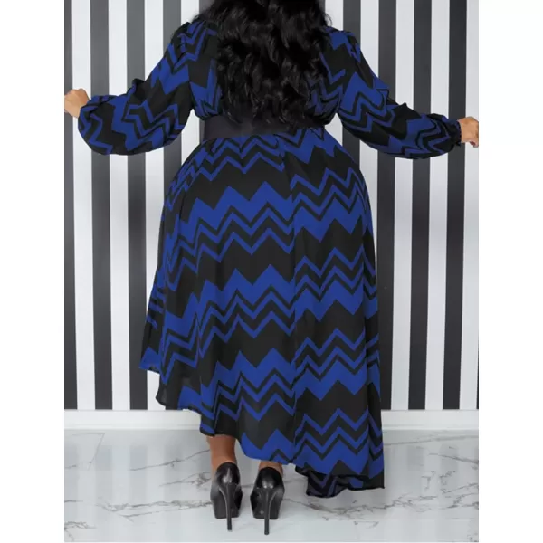 IyMoo Womens Sexy Plus Size One Shoulder Long Sleeve Ruched Elegant High Low Maxi Dress Party GownsWave Blue