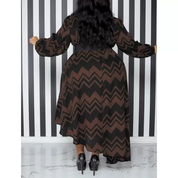 IyMoo Womens Sexy Plus Size One Shoulder Long Sleeve Ruched Elegant High Low Maxi Dress Party GownsWave Coffee