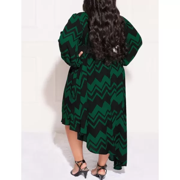 IyMoo Womens Sexy Plus Size One Shoulder Long Sleeve Ruched Elegant High Low Maxi Dress Party GownsWave Dark Green
