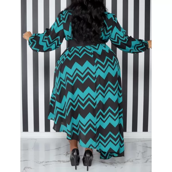 IyMoo Womens Sexy Plus Size One Shoulder Long Sleeve Ruched Elegant High Low Maxi Dress Party GownsWave Lake Blue