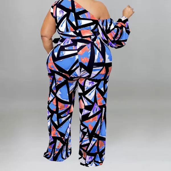 IyMoo Womens Sexy Plus Size One Shoulder Wide Leg Long Sleeve Cocktail V Neck Jumpsuits RomperMulticolored Purple