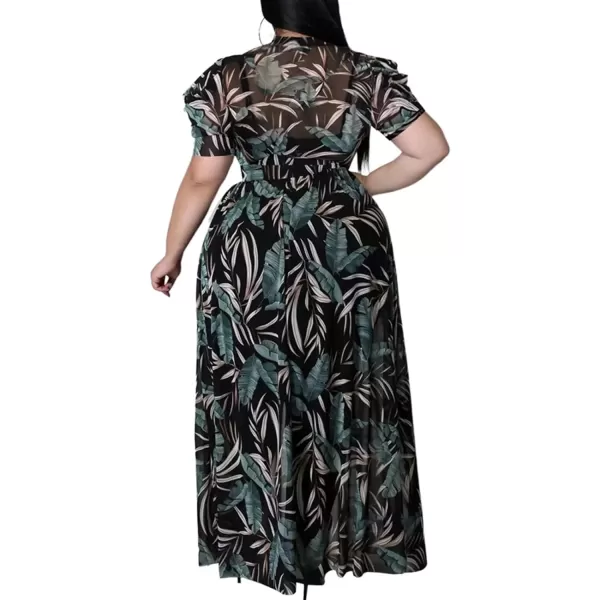 Plus Size High Low Tops for Women  Mesh See Through Puff Sleeve One Off Shoulder Asymmetrical Tunic Shirt Dresses066 Blue Green