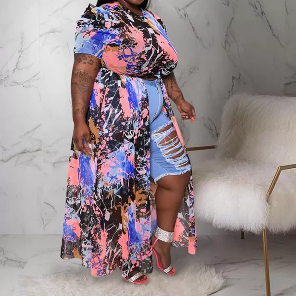 Plus Size High Low Tops for Women  Mesh See Through Puff Sleeve One Off Shoulder Asymmetrical Tunic Shirt Dresses066 Pink
