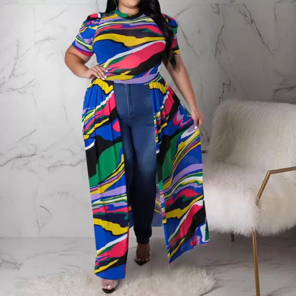 Plus Size High Low Tops for Women  Mesh See Through Puff Sleeve One Off Shoulder Asymmetrical Tunic Shirt Dresses066 Stripe
