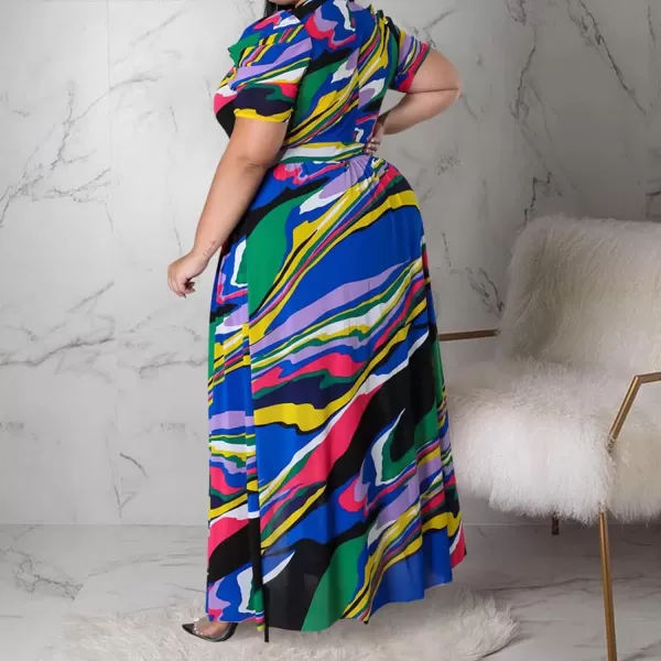 Plus Size High Low Tops for Women  Mesh See Through Puff Sleeve One Off Shoulder Asymmetrical Tunic Shirt Dresses066 Stripe