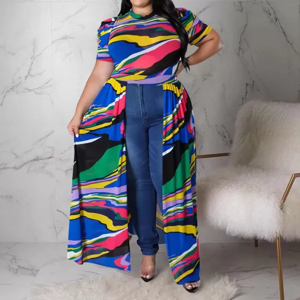 Plus Size High Low Tops for Women  Mesh See Through Puff Sleeve One Off Shoulder Asymmetrical Tunic Shirt Dresses066 Stripe