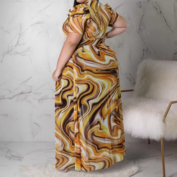 Plus Size High Low Tops for Women  Mesh See Through Puff Sleeve One Off Shoulder Asymmetrical Tunic Shirt Dresses066 Yellow