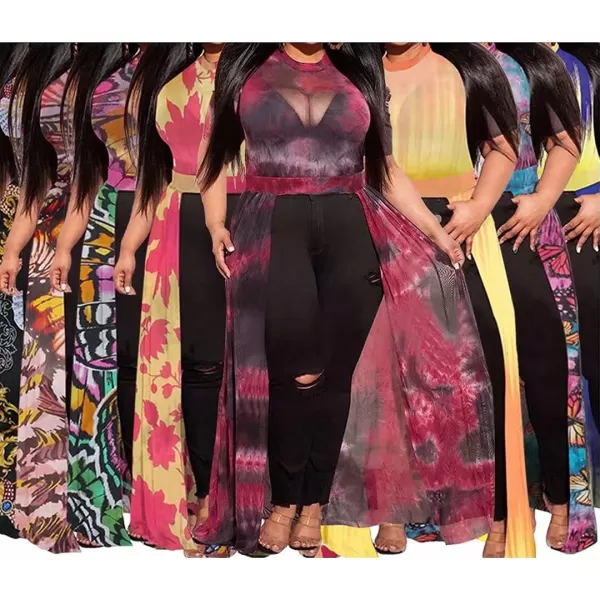 Plus Size High Low Tops for Women  Mesh See Through Puff Sleeve One Off Shoulder Asymmetrical Tunic Shirt Dresses219 Butterfly