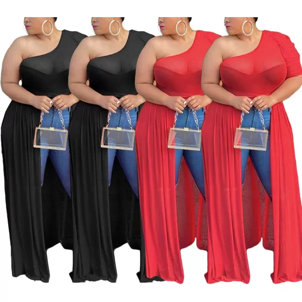 Plus Size High Low Tops for Women  Mesh See Through Puff Sleeve One Off Shoulder Asymmetrical Tunic Shirt DressesBlack