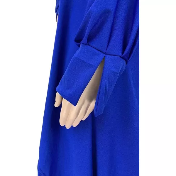 Women Plus Size Puff Sleeve Slant Shoulder High Low Asymmetrical Bodycon Bodice Blouse Shirt TopsRed
