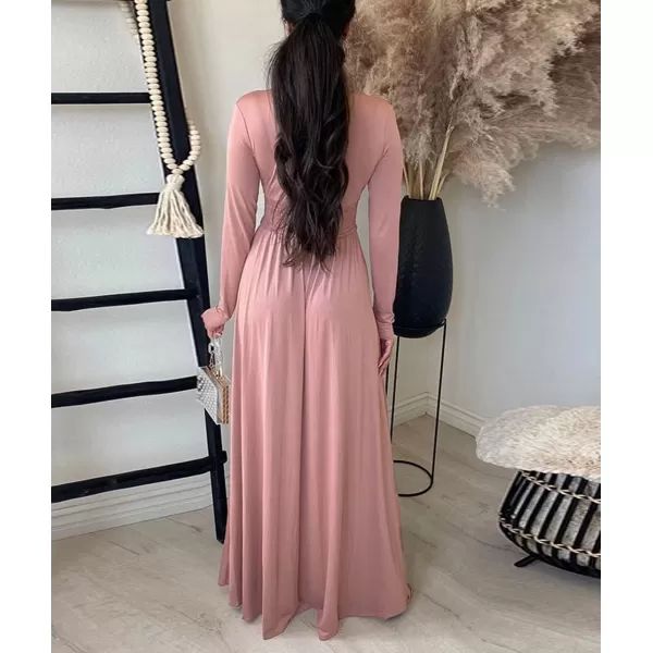 Womens Off Shoulder High Split Long Formal Party Maxi Dress Evening GownPink3