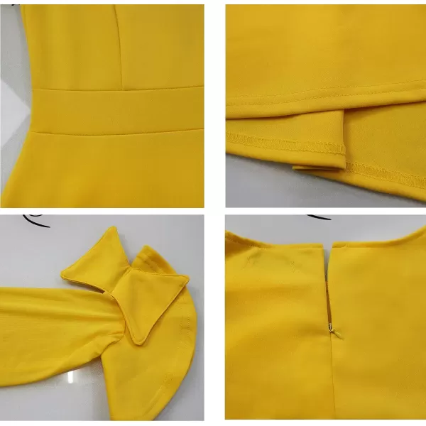 Womens Plus Size Bodycon Dress  Elegant Trumpet Long Sleeve Mesh Solid Sexy Evening Party Maxi Long DressYellow