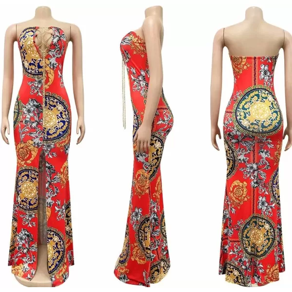 Womens Spaghetti Strap Leaf Printed Maxi Dress Bandage Bodycon Beach Holiday Long Dress166 Light Yellow