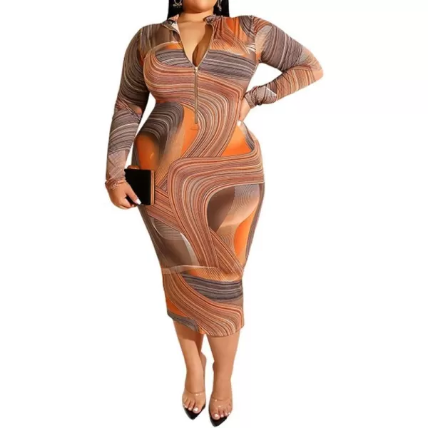IyMoo Women Dress  V NeckMock Neck Reversible Belted Zip Bodycon Dress ClubOrange