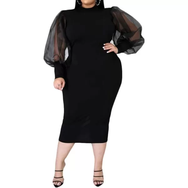 IyMoo Women Sexy Plus Size Dress  Club Outfits Floral Print V Neck Long Sleeve Tie Dye Party Bodycon DressSolid Black