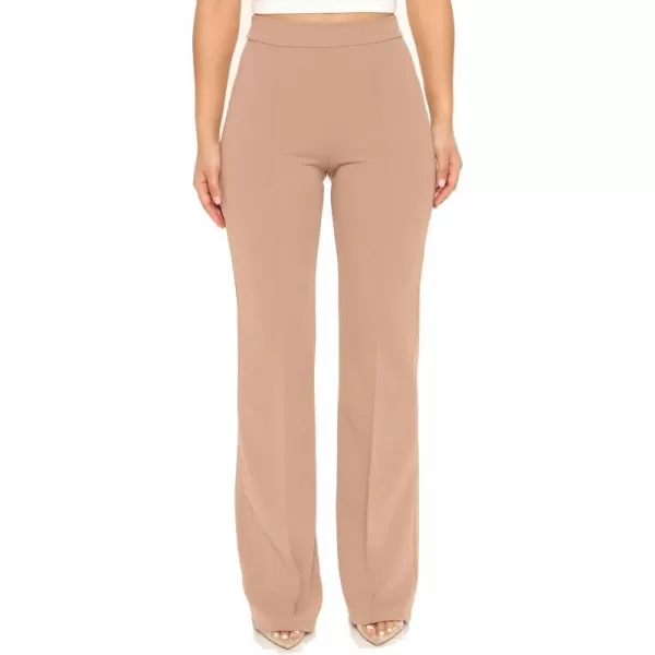 IyMoo Women Stretchy Wide Leg Pants Slacks Casual Back Zipper High Waisted Straight Dress Long Pants WorkKhaki