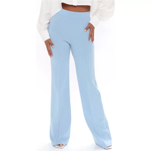 IyMoo Women Stretchy Wide Leg Pants Slacks Casual Back Zipper High Waisted Straight Dress Long Pants WorkSky Blue