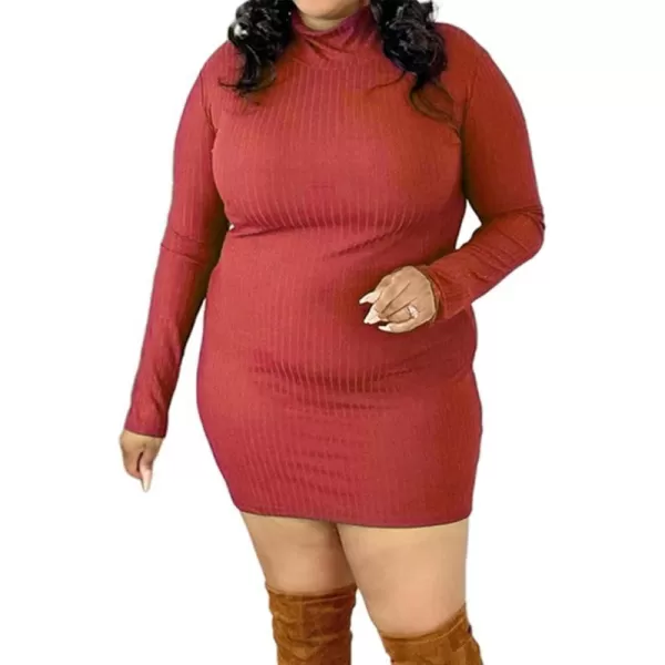 IyMoo Womens Plus Size Sexy Stretchable Long Sleeve Hollow Out Crisscross Sweater Knit Slim Fit Midi Dress110 Red