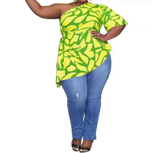 IyMoo Womens Plus Size Tops Tunic Summer Cutout One Shoulder Ruched T Shirts Tshirt Casual Dressy Blouses for LeggingsYellow