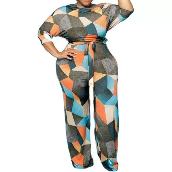 IyMoo Womens Plus Size Wide Leg Slanted One Shoulder Belted Straight Jumpsuits Playsuits859 Orange