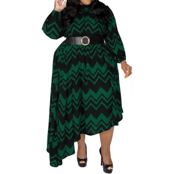 IyMoo Womens Sexy Plus Size One Shoulder Long Sleeve Ruched Elegant High Low Maxi Dress Party GownsWave Dark Green