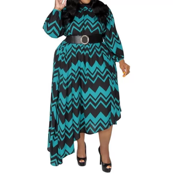 IyMoo Womens Sexy Plus Size One Shoulder Long Sleeve Ruched Elegant High Low Maxi Dress Party GownsWave Lake Blue