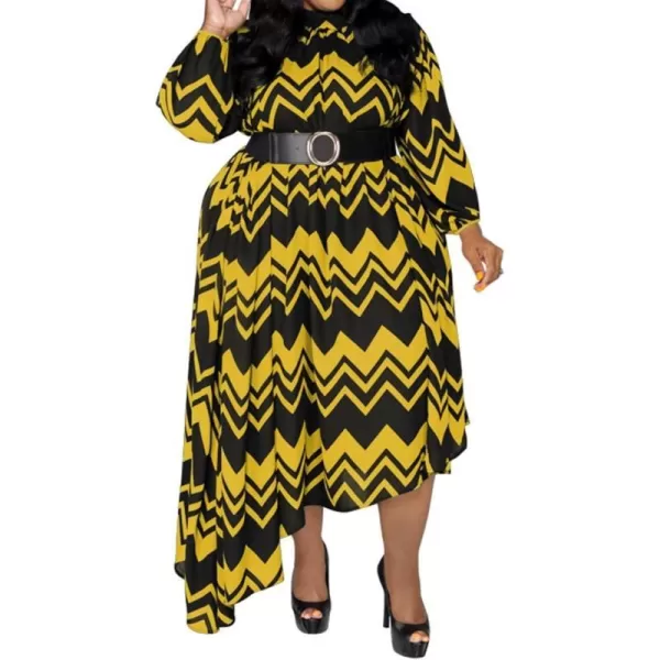 IyMoo Womens Sexy Plus Size One Shoulder Long Sleeve Ruched Elegant High Low Maxi Dress Party GownsWave Yellow