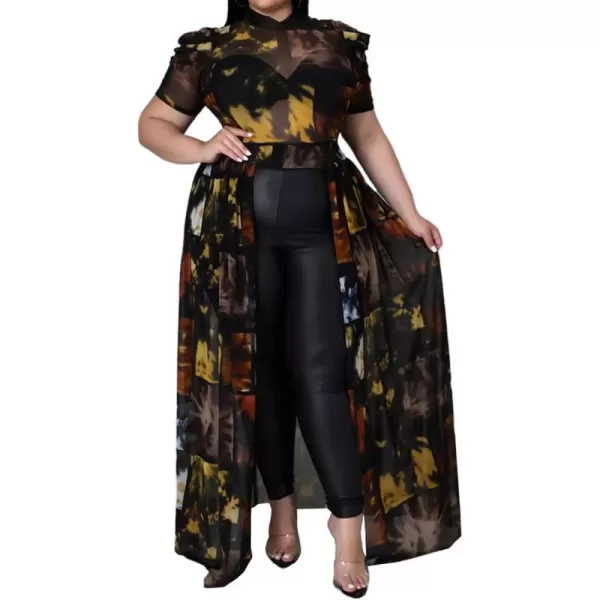 Plus Size High Low Tops for Women  Mesh See Through Puff Sleeve One Off Shoulder Asymmetrical Tunic Shirt Dresses066 Black