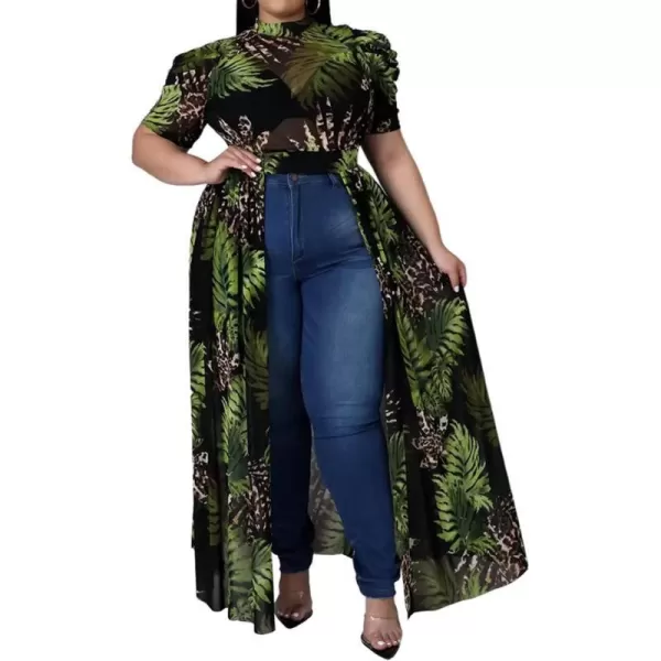 Plus Size High Low Tops for Women  Mesh See Through Puff Sleeve One Off Shoulder Asymmetrical Tunic Shirt Dresses066 Green