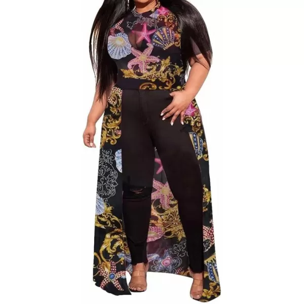 Plus Size High Low Tops for Women  Mesh See Through Puff Sleeve One Off Shoulder Asymmetrical Tunic Shirt Dresses219 Black