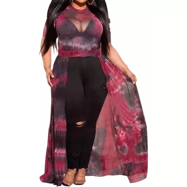 Plus Size High Low Tops for Women  Mesh See Through Puff Sleeve One Off Shoulder Asymmetrical Tunic Shirt Dresses219 Wine Red