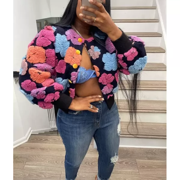 IyMoo Bomber Jackets for Women Long Sleeve Casual Fleece Button Down Cropped Baseball Jacket Clubwear S2XLA1 Pink