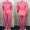 imageIyMoo Plus Size 2 Piece Jumpsuits for Women  Elegant 34 Sleeve Solid Peplum Tops Wide Pants Casual Suit Sets Black 2X