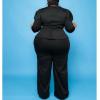 imageIyMoo Plus Size 2 Piece Jumpsuits for Women  Elegant 34 Sleeve Solid Peplum Tops Wide Pants Casual Suit Sets Black 2X