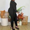 imageIyMoo Plus Size Lounge Set Womens Outfits Sets One Shoulder Crop Top Long Sleeve Fringe Pants  Loose Sweatsuit 2 Piece Pajamas Black 3X