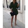 imageIyMoo Sexy Mini Shirt Dress for Women  Casual Button Down Blouse Long Sleeve V Neck Belted Shirts Blouse Top Short DressBlack