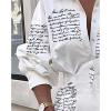imageIyMoo Sexy Mini Shirt Dress for Women  Casual Button Down Blouse Long Sleeve V Neck Belted Shirts Blouse Top Short DressLetter White