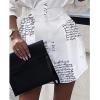 imageIyMoo Sexy Mini Shirt Dress for Women  Casual Button Down Blouse Long Sleeve V Neck Belted Shirts Blouse Top Short DressLetter White