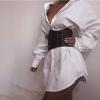 imageIyMoo Sexy Mini Shirt Dress for Women  Casual Button Down Blouse Long Sleeve V Neck Belted Shirts Blouse Top Short DressWhite