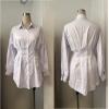 imageIyMoo Sexy Mini Shirt Dress for Women  Casual Button Down Blouse Long Sleeve V Neck Belted Shirts Blouse Top Short DressWhite