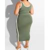 imageIyMoo Sexy Plus Size Dress 2 Piece Outfits Sexy Contrast Sleeveless Tank Crop Tops Bodycon Skirts SetsArmy Green